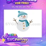 Free Blue Hat Scarf Free Smiling Snowman Christmas Free SVG - Instant Download
