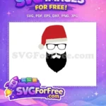 Free Red Hat Free Black Glasses Beard Christmas Free SVG 1 - Instant Download