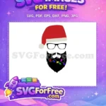 Free Red Santa Hat Free Beard Lights Christmas Free SVG - Instant Download
