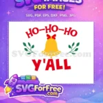 Free Golden Bell Red Bow Free Ho-Ho-Ho Y'all Christmas Free SVG - Instant Download