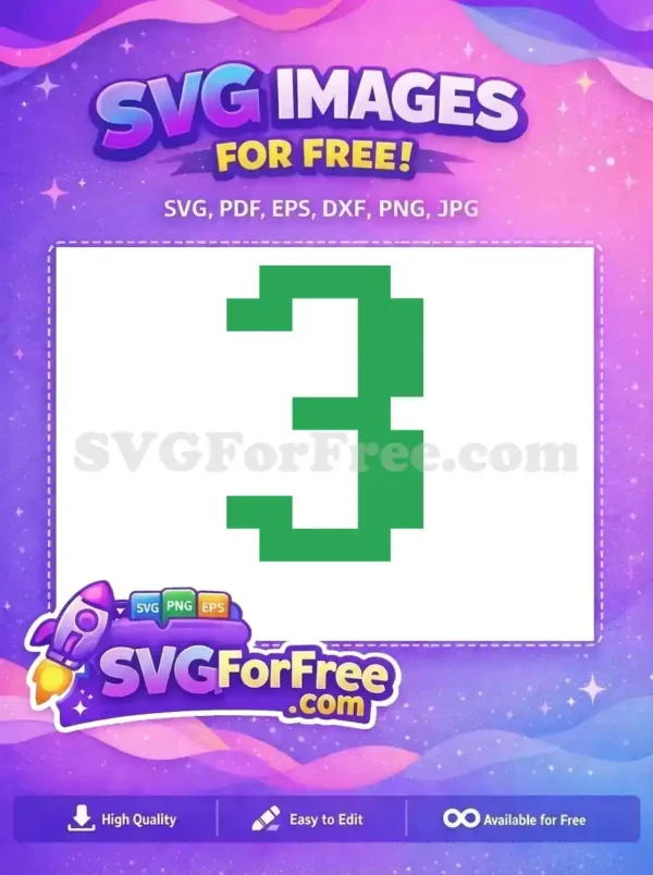 A free SVG design of a green number three, featuring a clean and simple style with a festive holiday feel.