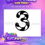 Free Black White Number Three Free Swirl Candy Cane Christmas Free SVG - Instant Download