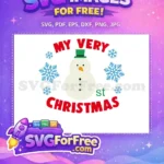 Free White Snowman Free Green Hat First Christmas Free SVG - Instant Download