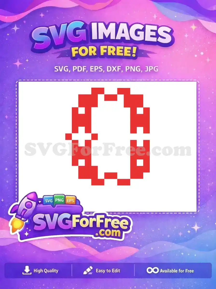 A vibrant red pixel wreath with a white cross symbol in the center, perfect for Christmas designs. Free SVG.