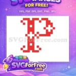 Free Red Pixel Art Initial P Free White Cross Festive Christmas Free SVG - Instant Download