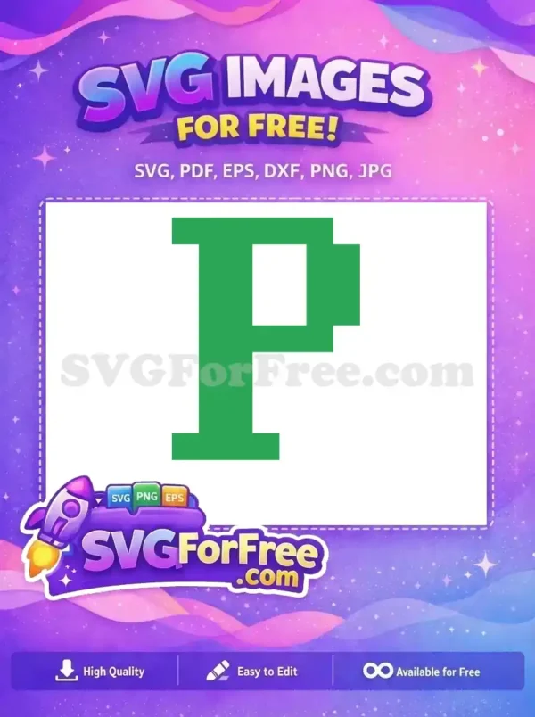 A free green letter P design, perfect for festive holiday and Christmas themes, provided as an SVG file.