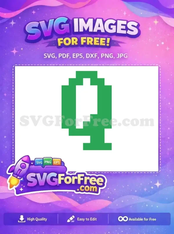 A free pixelated green Grinch design, perfect for holiday projects with a Christmas theme, available in SVG format.