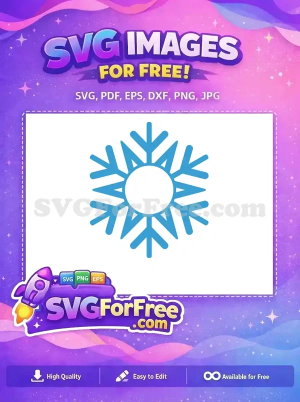 A free blue geometric snowflake with intricate ice crystal design, ideal for Christmas or winter-themed designs.