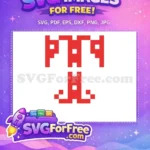 Free Red Pixel Art Free Festive Holiday PAPA NOEL Christmas Free SVG - Instant Download