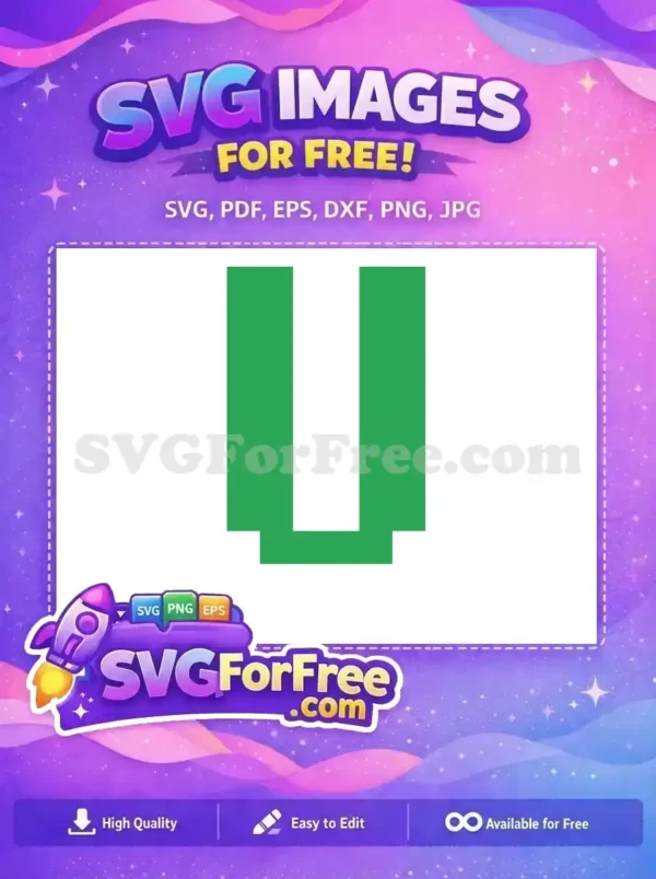 Free Elegant U-Shape Christmas Design in Green and White SVG A simple green and white U-shape design in SVG format, perfect for Christmas or elegant decorations.