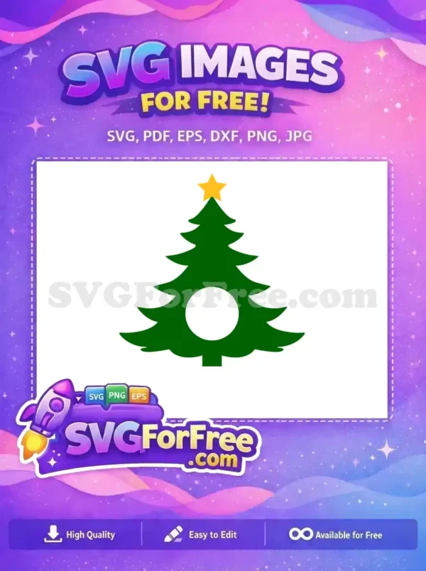 A free green Christmas tree design with a yellow star cutout, perfect for festive projects and decorations.