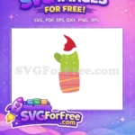 Free Green Cactus Free Santa Hat Pot Christmas Free SVG - Instant Download