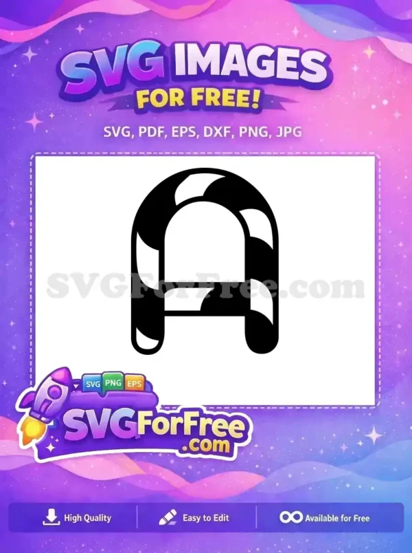 Free Striped Candy Cane Arch SVG for Holiday Projects A free minimalist design of a striped candy cane in an arch shape, perfect for Christmas decorations.