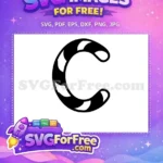 Free striped letter C Free candy cane Christmas Free SVG - Instant Download