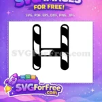 Free Black White H Free Striped Candy Cane Font Christmas Free SVG - Instant Download