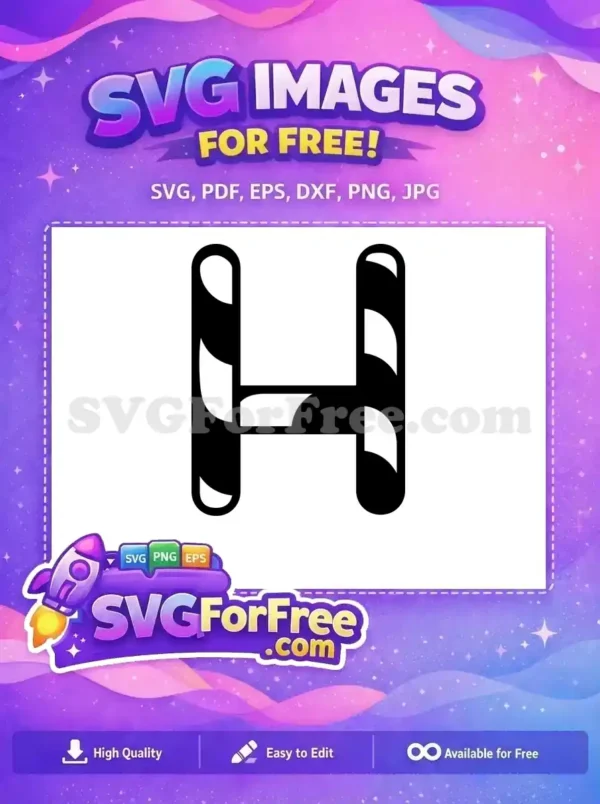 Free Black White H Free Striped Candy Cane Font Christmas Free SVG