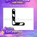 Free Black White Striped Free Letter L Christmas Free SVG - Instant Download