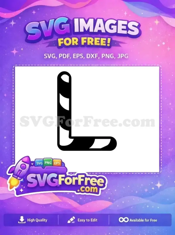 A free design of a striped 'L' shaped element, ideal for holiday-themed projects like Christmas decor.