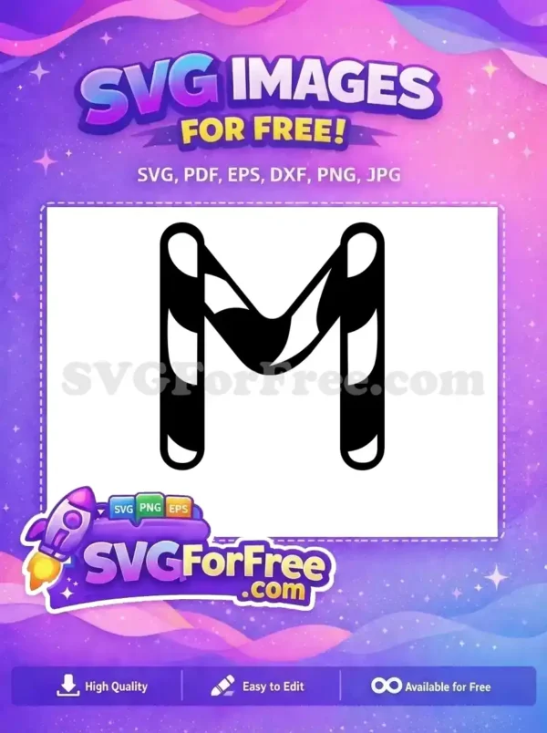 Free Striped Letter M Free Candy Cane Design Christmas Free SVG