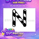 Free Candy Cane Letter N Free Monochrome Striped Christmas Free SVG - Instant Download