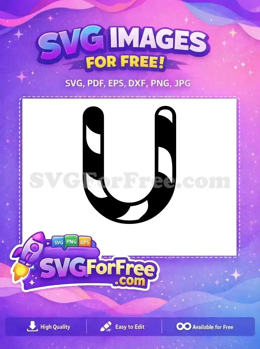 Free Striped Candy Cane Free Festive U Shaped Christmas Free SVG