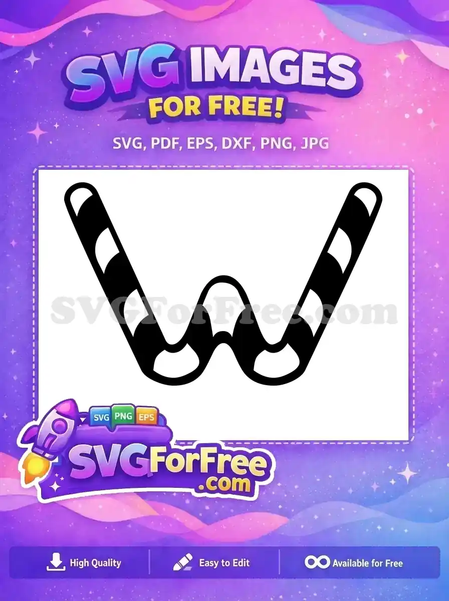 Free Striped Candy Cane Letter W Free Festive Christmas Free SVG