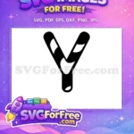 Free Black White Striped Y Free Candy Cane Design Christmas Free SVG - Instant Download