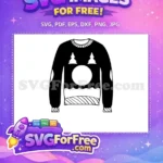 Free Black White Sweater Free Christmas Trees Moon Winter Holiday Free SVG - Instant Download