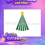 Free Yellow Star Free Green Striped Tree Christmas Free SVG - Instant Download
