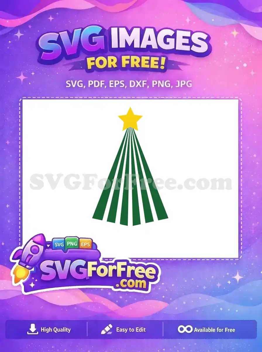A yellow star on top of a green striped Christmas tree, ideal for free holiday and seasonal designs.