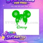 Free Green Mickey Snowflake Free Castle Daddy Christmas Free SVG - Instant Download