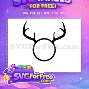 Free minimalist reindeer head with antlers, designed as a clean, modern SVG graphic perfect for Christmas themes.
