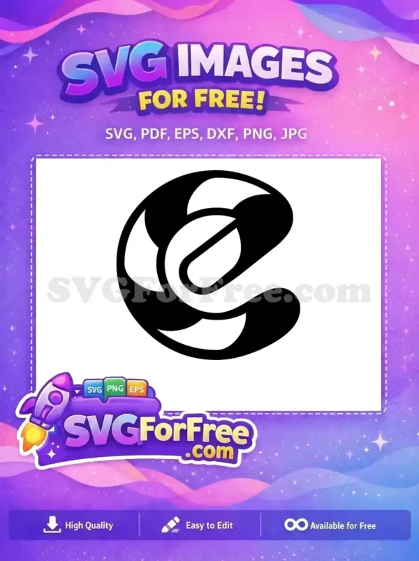 A free elegant black and white swirl design featuring a creative letter 'e', ideal for festive Christmas designs.