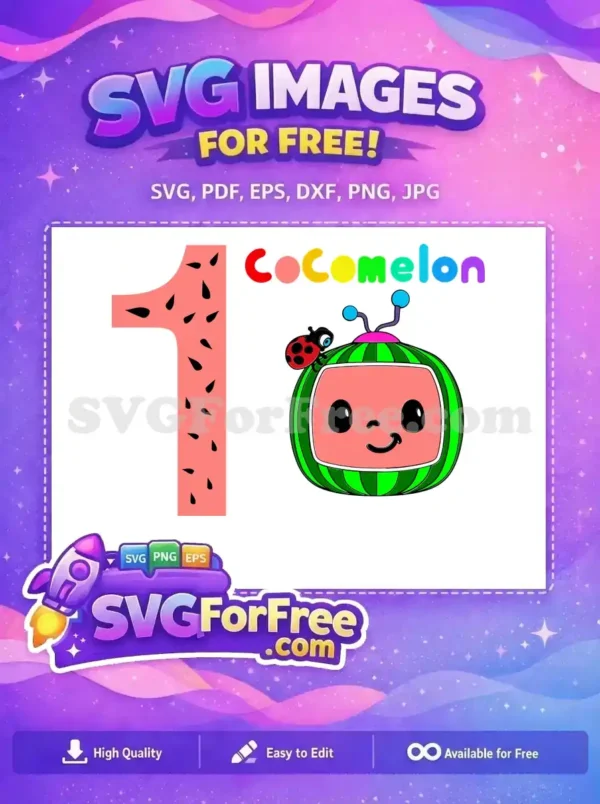 Free Watermelon One Free Ladybug TV Cocomelon Movie Free SVG