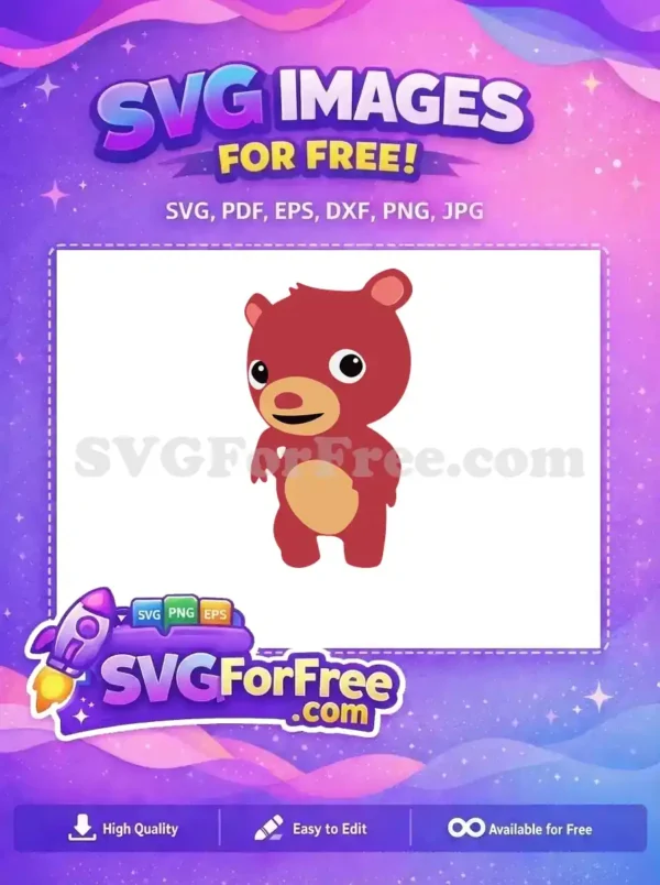 Free Red Bear Free Happy Smiling Cocomelon Movie Free SVG