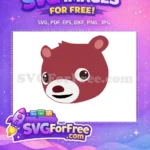 Free Maroon Free Happy Bear Face cocomelon movie Free SVG - Instant Download