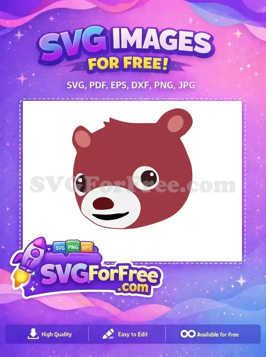Free Maroon Free Happy Bear Face cocomelon movie Free SVG