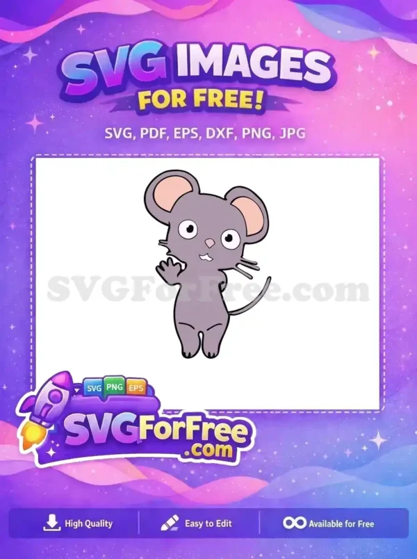 Free Cute Waving Free Grey Mouse Cocomelon movie Free SVG