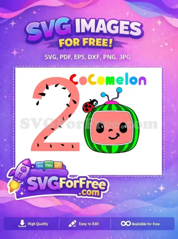 Free Pink Watermelon Two Free Smiling Cocomelon Ladybug Cocomelon Movie Free SVG