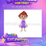 Free Smiling Red Hair Free Polka Dot Dress Cocomelon Free SVG - Instant Download
