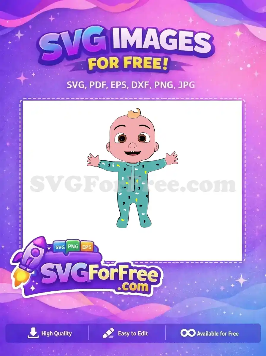 Free Happy JJ Smiling Free Blue Whale Pajamas Cocomelon Movie Free SVG