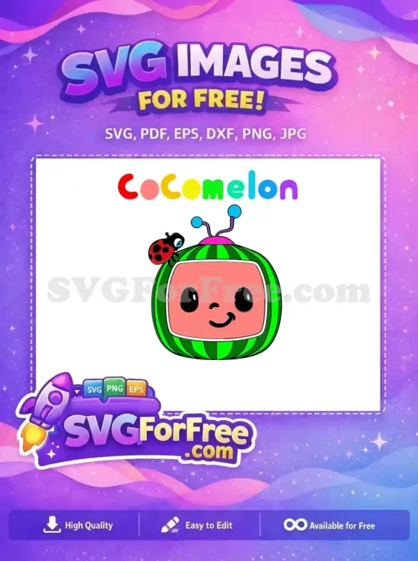 Free Smiling Watermelon Free Ladybug Antennae Cocomelon movie Free SVG