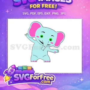 Free Blue Elephant Free Happy Pink Green Eyes Cocomelon Free SVG
