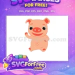 Free Happy Pink Pig Free Waving Cute Cocomelon Movie Free SVG - Instant Download