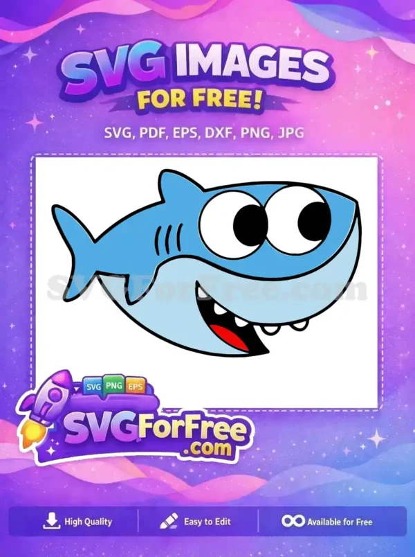 Free Blue Shark Free Smiling Eyes Cocomelon Free SVG