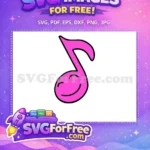 Free Happy Pink Musical Note Free Cute Smiling Design Cocomelon Movie Free SVG - Instant Download