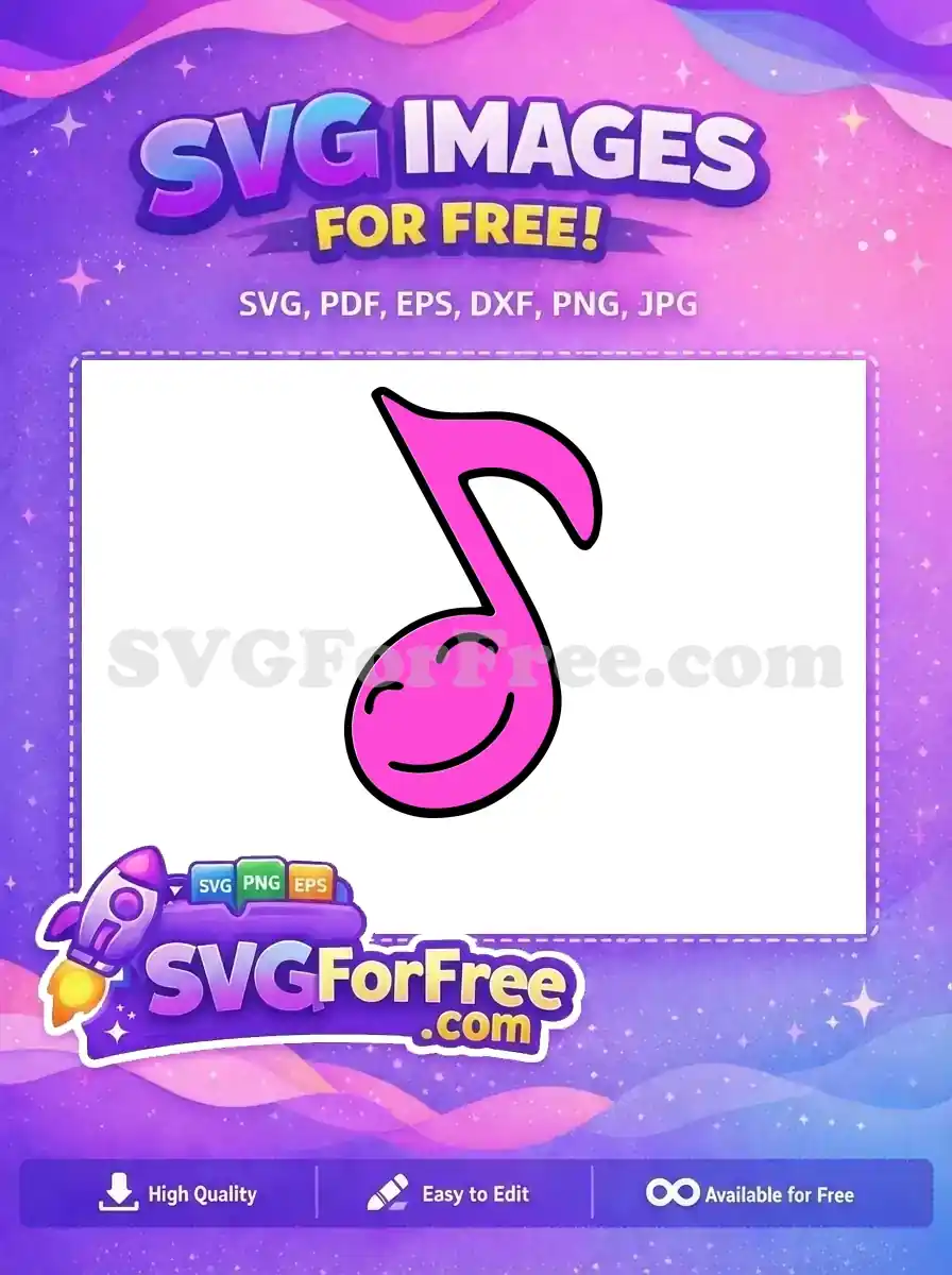 Free Happy Pink Musical Note Free Cute Smiling Design Cocomelon Movie Free SVG