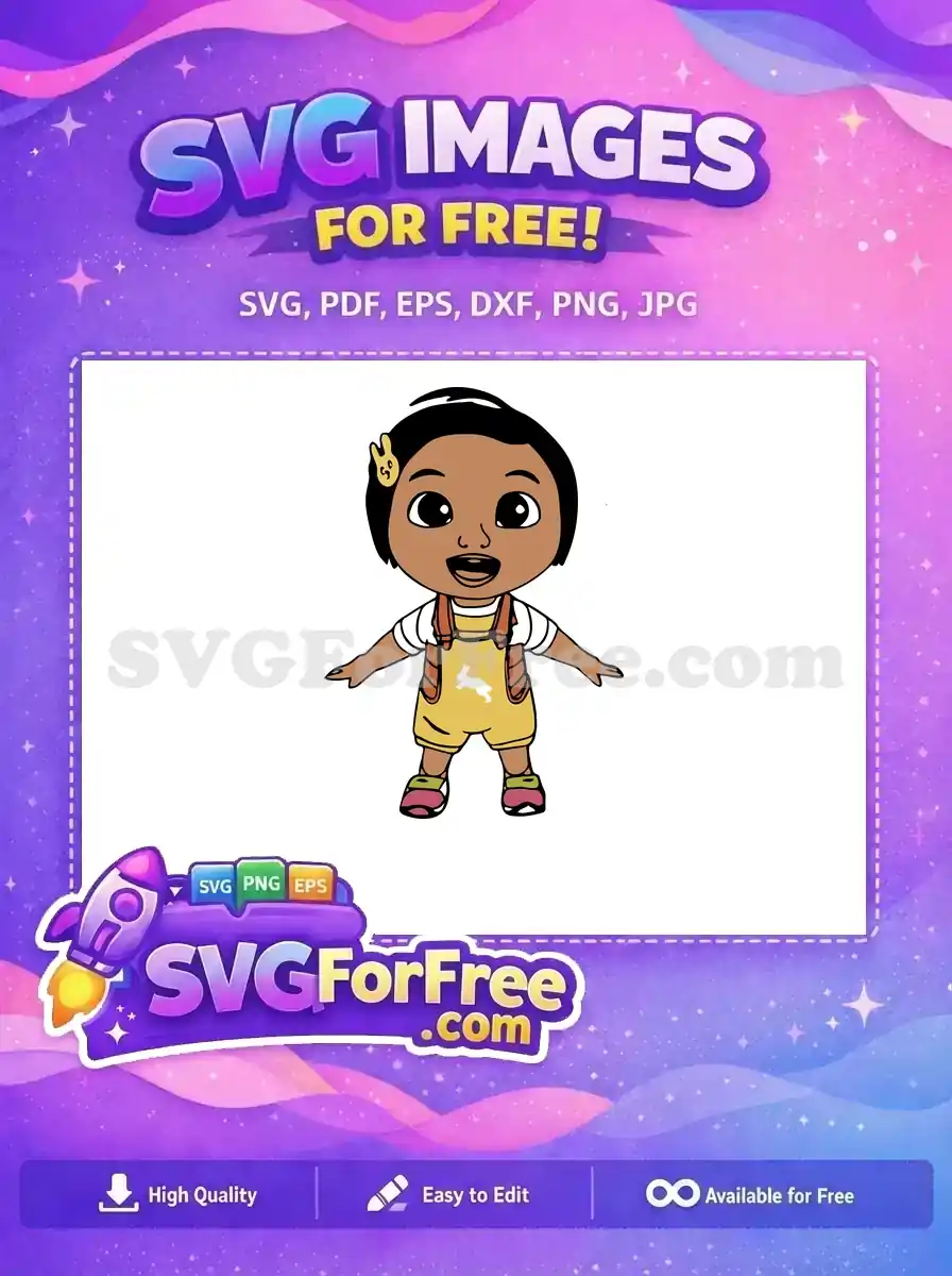 Free Smiling Cody Free yellow bunny overalls Cocomelon Free SVG