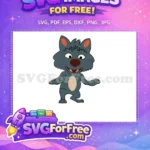 Free Happy Grey Wolf Free Orange Ears Cocomelon Free SVG - Instant Download