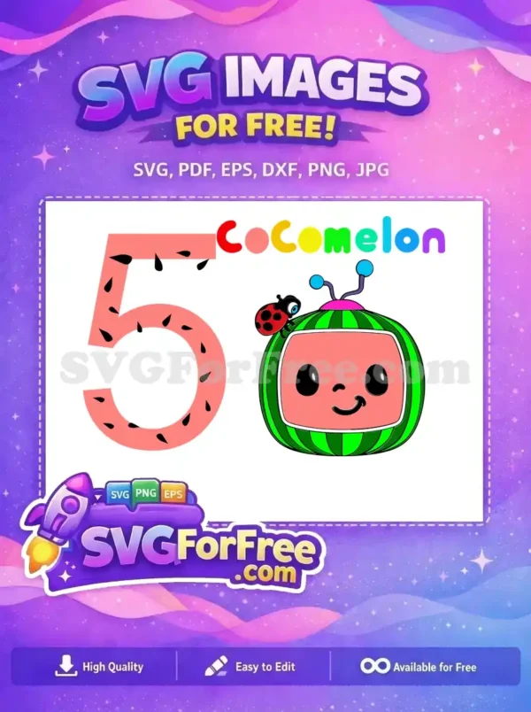 Free Watermelon Number Five Free Happy TV Ladybug Cocomelon Movie Free SVG